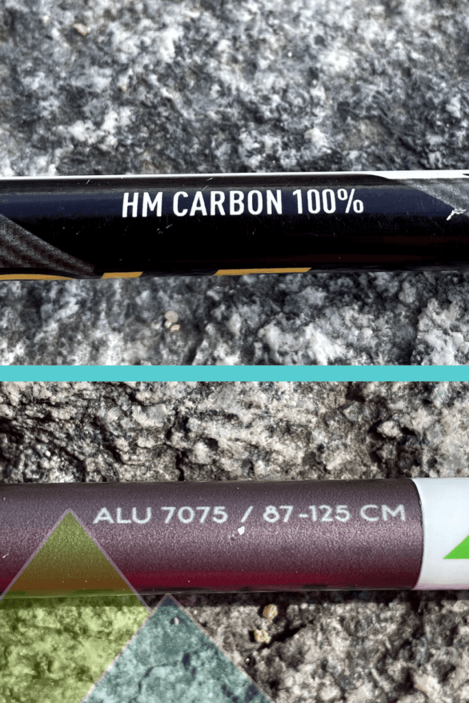 Materiales en los bastones: fibra de carbono y aluminio