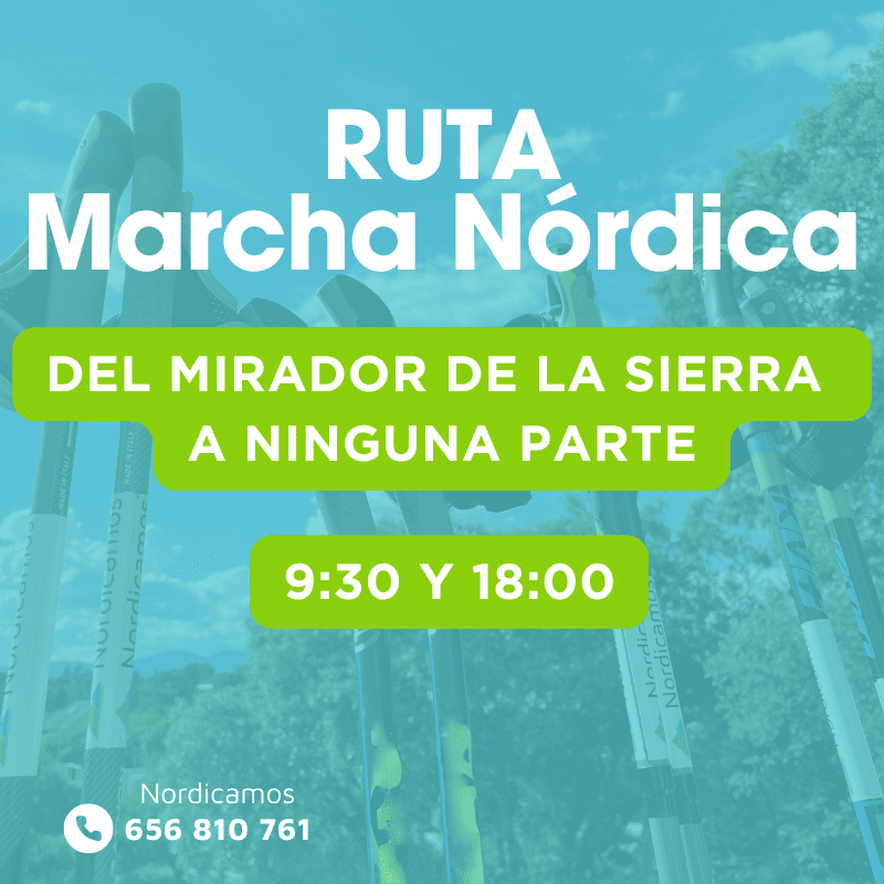 Cartel de la ruta de marcha nórdica desde el mirador de la sierra de Villalba