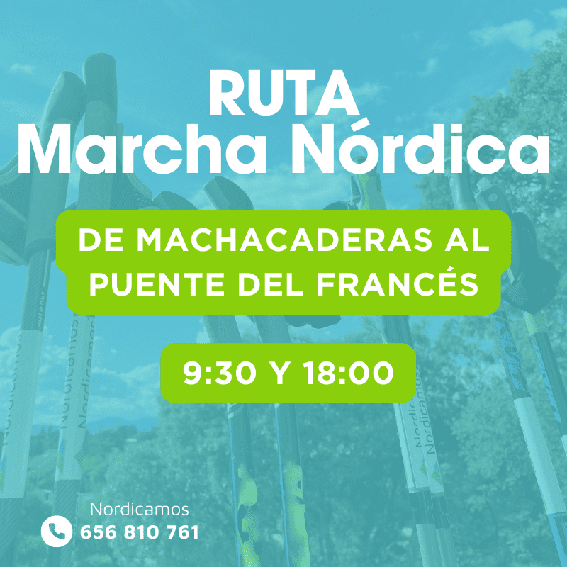 Cartel de la ruta de marcha nórdica por la pedriza