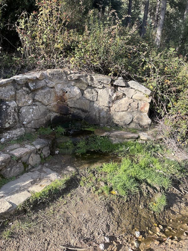 Fuente a mitad de camino en la ruta de marcha nórdica de la pedriza