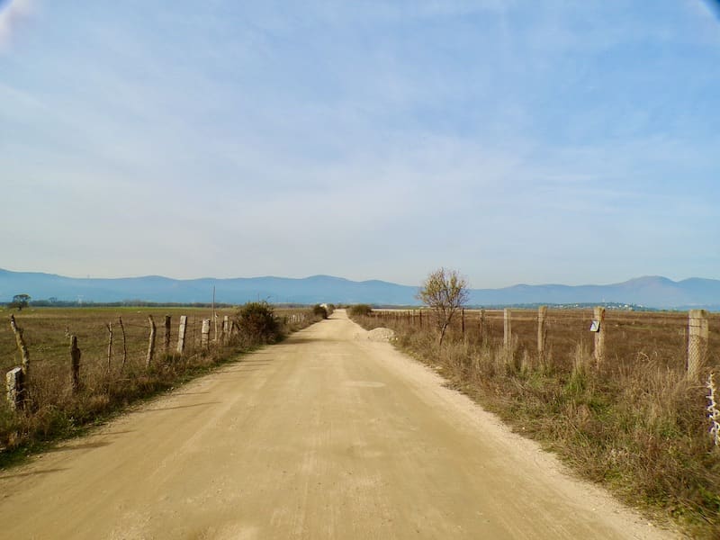 Pista de tierra muy larga y cómoda para practicar marcha nórdica