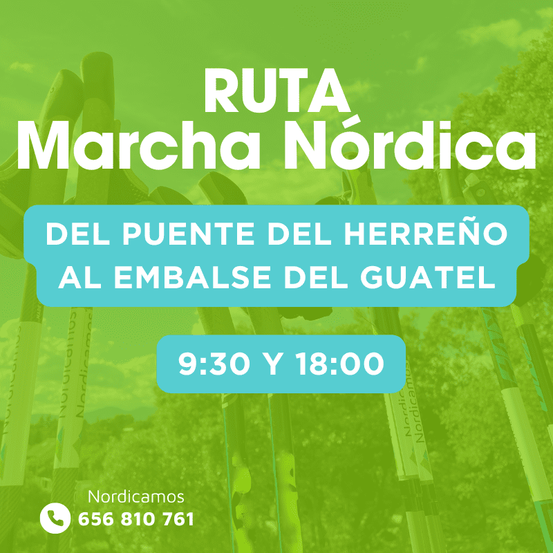 Cartel de la ruta de marcha nórdica desde el puente del Herreño en Collado Villalba