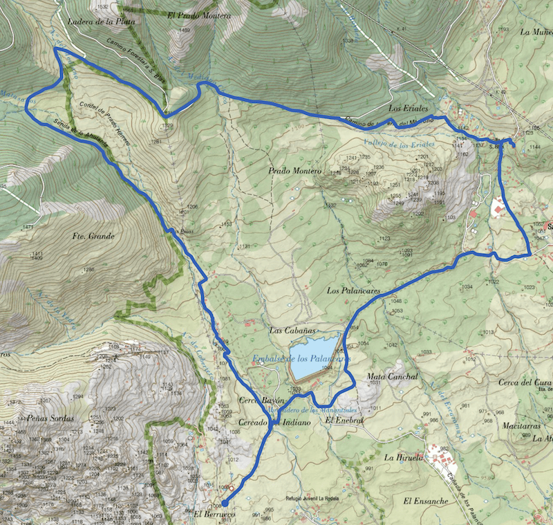 Mapa de la ruta de marcha nórdica por el Hueco de San Blas