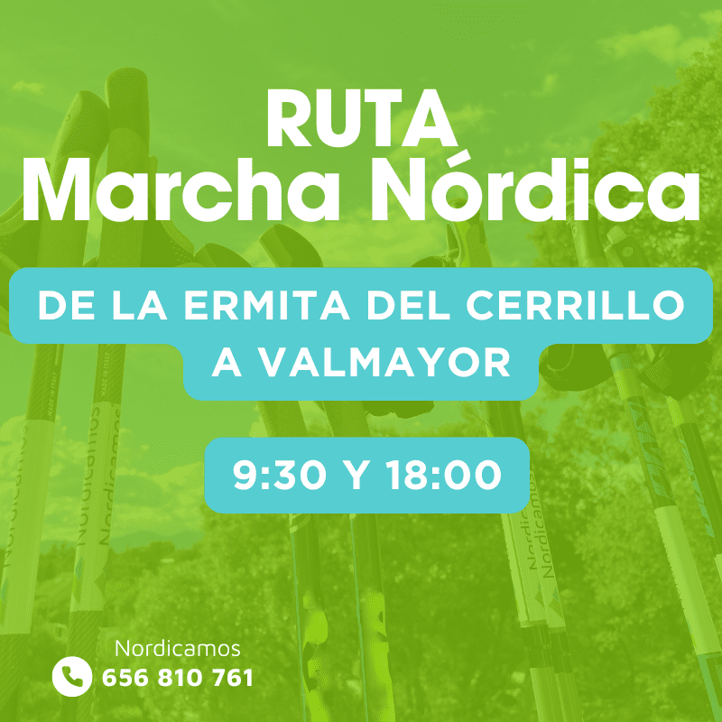 Cartel de la ruta de marcha nórdica desde la ermita del Cerrillo al embalse de Valmayor