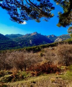Vistas de cuerda larga en la ruta de marcha nórdica