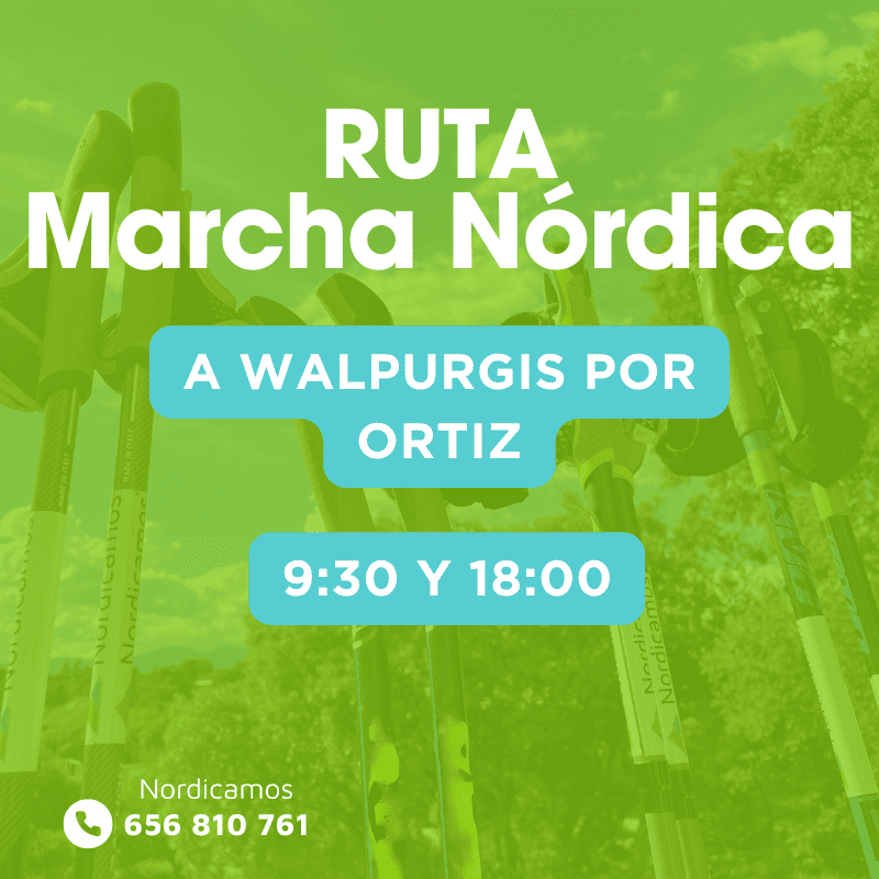 Cartel informativo de la ruta de marcha nórdica a Walpurgis por la senda Ortiz