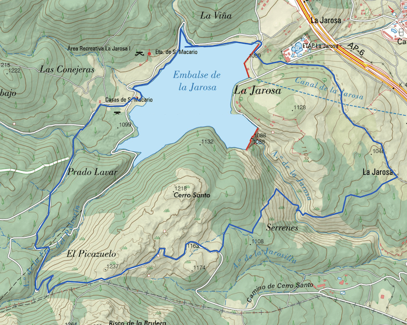 Mapa con el itinerario de la ruta de marcha nórdica por la jarosa