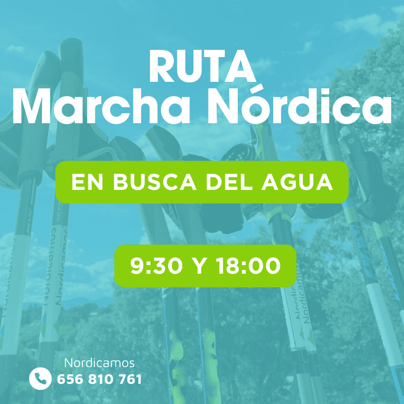 Cartel de la ruta de marcha nórdica en busca del agua