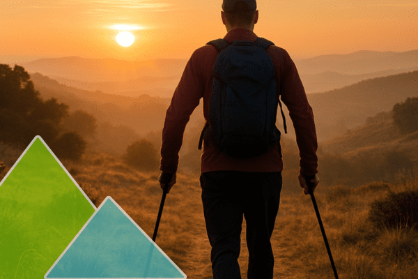 Practicar marcha nórdica al amanecer en verano