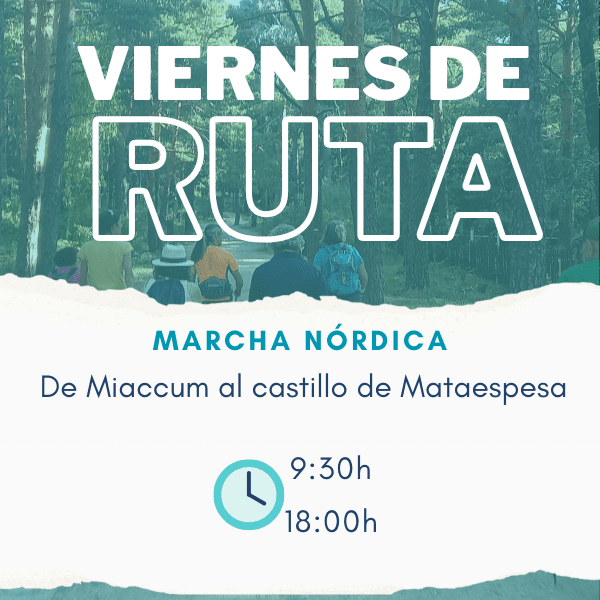 Cartel de la Ruta de marcha nórdica al castillo de Mataespesa en la Sierra de Guadarrama.