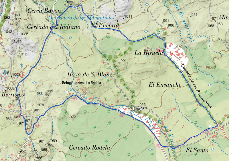 Mapa de la ruta de marcha nórdica por Soto del Real