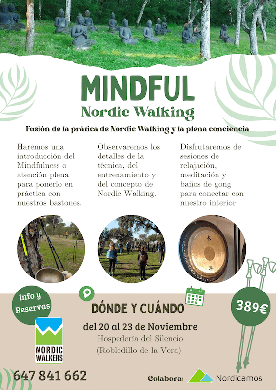 Cartel del retiro de marcha nórdica en Gredos.