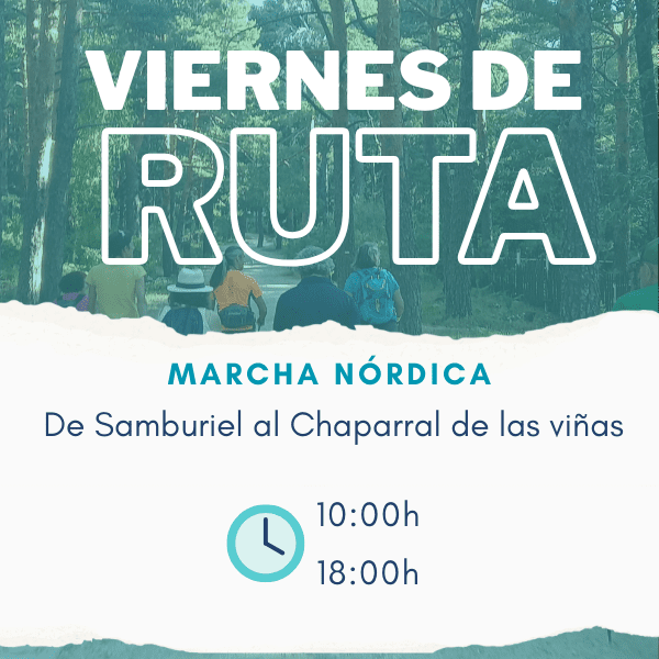 Cartel de la ruta de marcha nórdica de Samburiel al Chaparral de las Viñas en la Sierra de Guadarrama