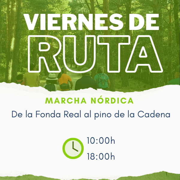 Cartel de la ruta de marcha nórdica al pino de la cadena en la sierra de Guadarrama