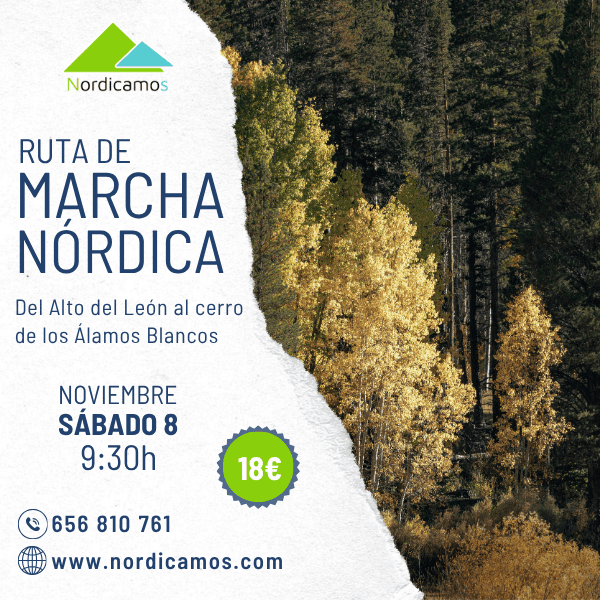 Cartel de la ruta de marcha nórdica por la sierra de Guadarrama desde el Alto del León