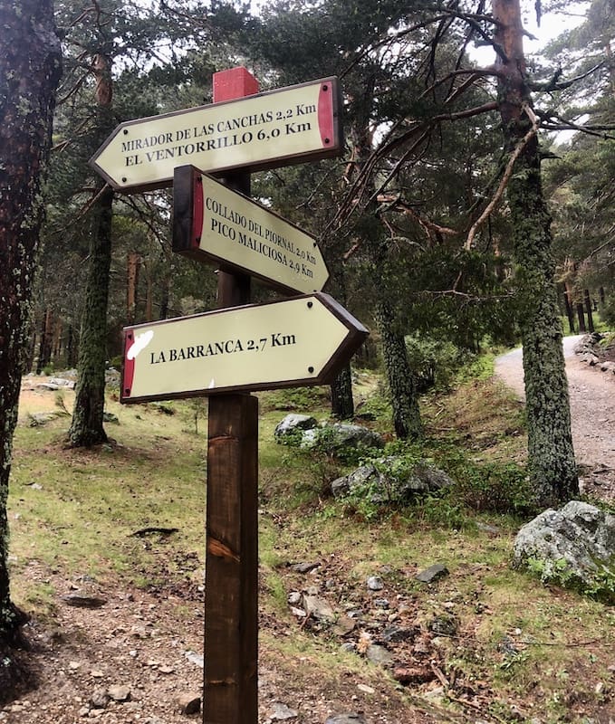 Carteles indicativos en la ruta de marcha nórdica.