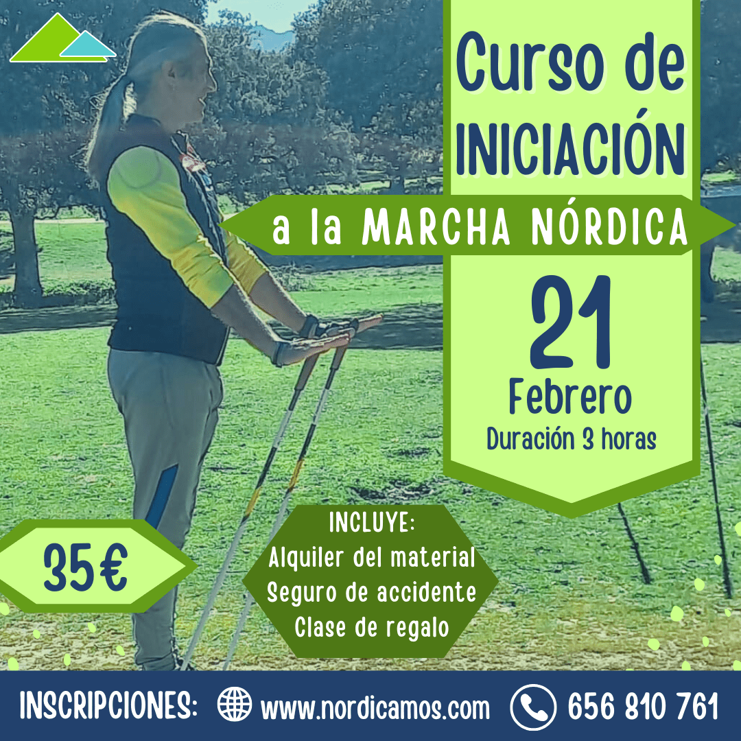 Cartel del curso de iniciación a la marcha nórdica de Febrero 26