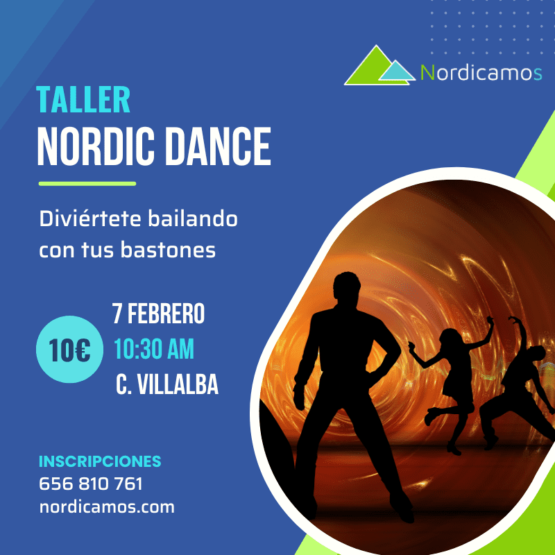 Cartel del taller de marcha nórdica y baile