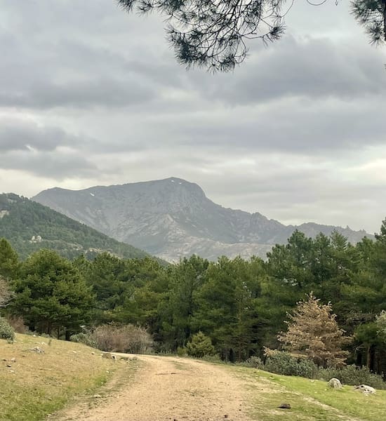 Visas de la Maliciosa en la ruta de marcha nórdica por la sierra de Madrid.