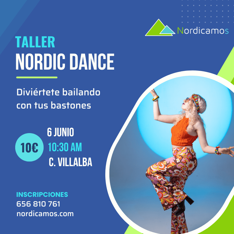 Cartel del taller de marcha nórdica y dance del mes de Junio